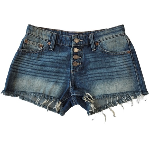 NWT Lucky Brand Woman’s Blue The Cut Off Jean shorts - Picture 1 of 8